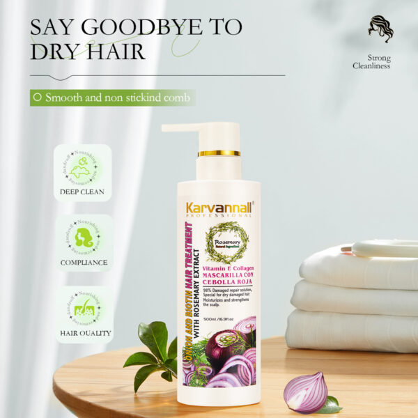 Karvannall hair care product with packaging elements on a light background