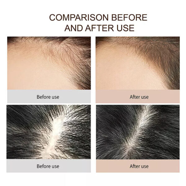 Before and after use comparison of hair product on scalp